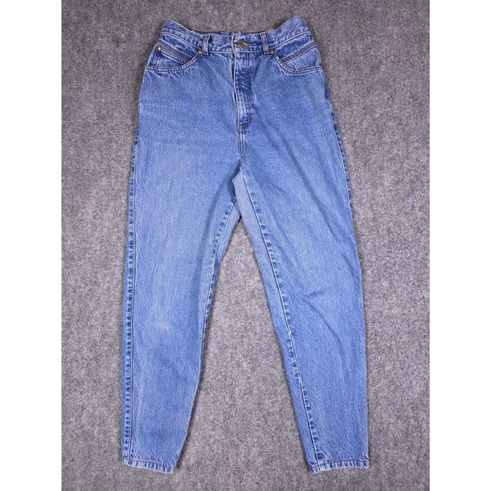 Vintage Levi's Jeans Womens 12 Blue High Waist Ankle Zip Tapered Leg Seam Back